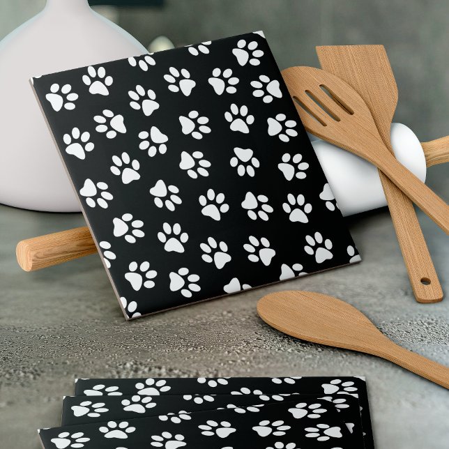 Pattern Of Paws, Dog Paws, White Paws Tile (Creator Uploaded)