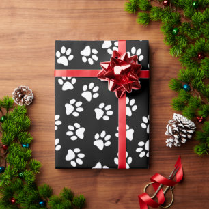 Pattern Of Paws, Dog Paws, White Paws Wrapping Paper