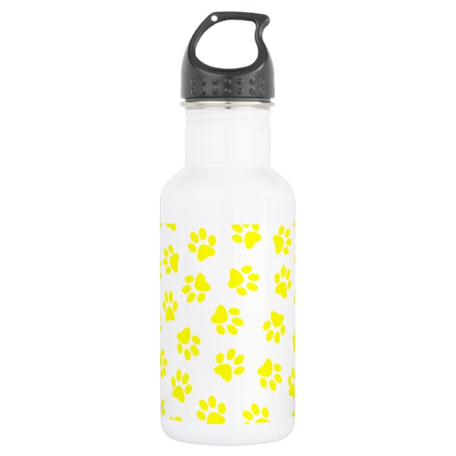 Pattern Of Paws, Dog Paws, Yellow Paws 532 Ml Water Bottle (Front)