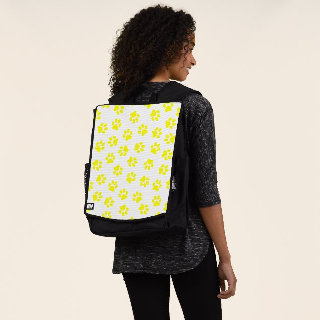 Pattern Of Paws, Dog Paws, Yellow Paws Backpack (Worn)