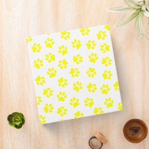 Pattern Of Paws, Dog Paws, Yellow Paws Binder