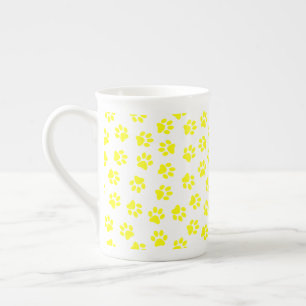Pattern Of Paws, Dog Paws, Yellow Paws Bone China Mug