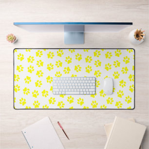 Pattern Of Paws, Dog Paws, Yellow Paws Desk Mat