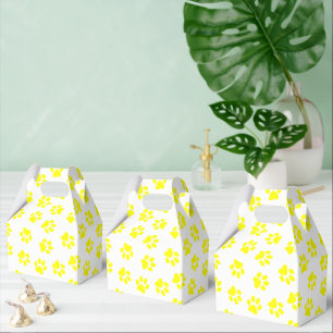 Pattern Of Paws, Dog Paws, Yellow Paws Favor Box
