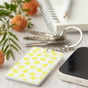 Pattern Of Paws, Dog Paws, Yellow Paws Keychain