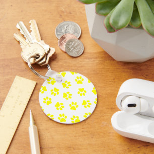 Pattern Of Paws, Dog Paws, Yellow Paws Keychain