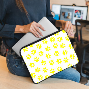 Pattern Of Paws, Dog Paws, Yellow Paws Laptop Sleeve