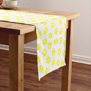 Pattern Of Paws, Dog Paws, Yellow Paws Short Table Runner