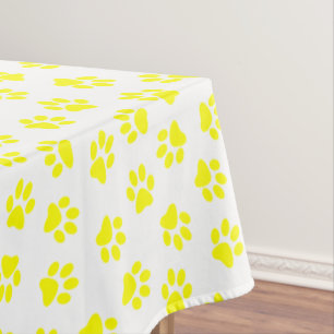 Pattern Of Paws, Dog Paws, Yellow Paws Tablecloth