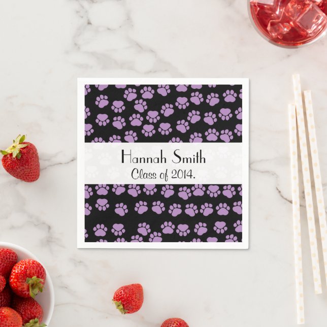 Pattern Of Paws, Lilac Paws, Dog Paws, Graduation Napkin (Insitu)