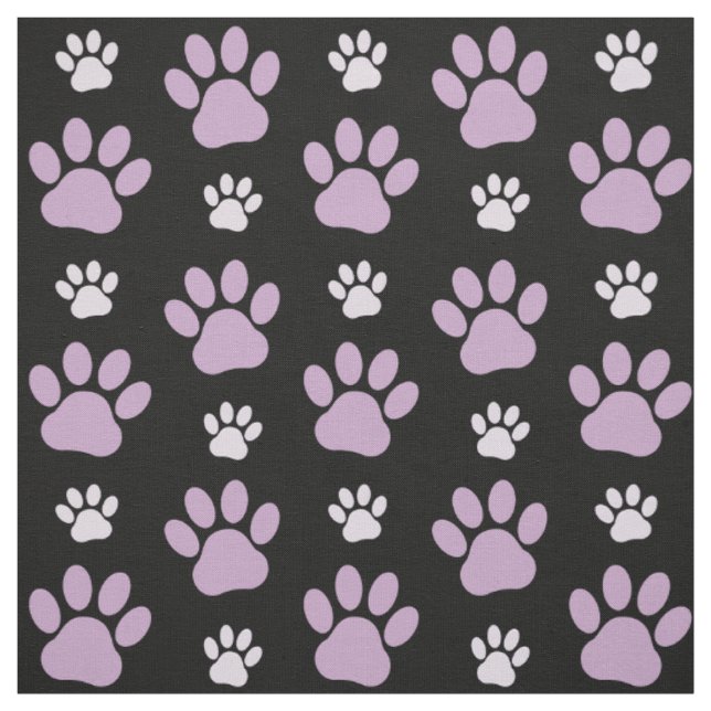 Pattern Of Paws, Lilac Paws, Dog Paws, Paw Prints Fabric (Swatch)