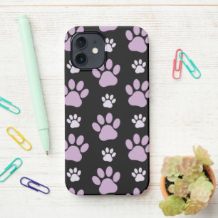 Pattern Of Paws, Lilac Paws, Dog Paws, Paw Prints iPhone 12 Case