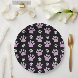 Pattern Of Paws, Lilac Paws, Dog Paws, Paw Prints Paper Plate