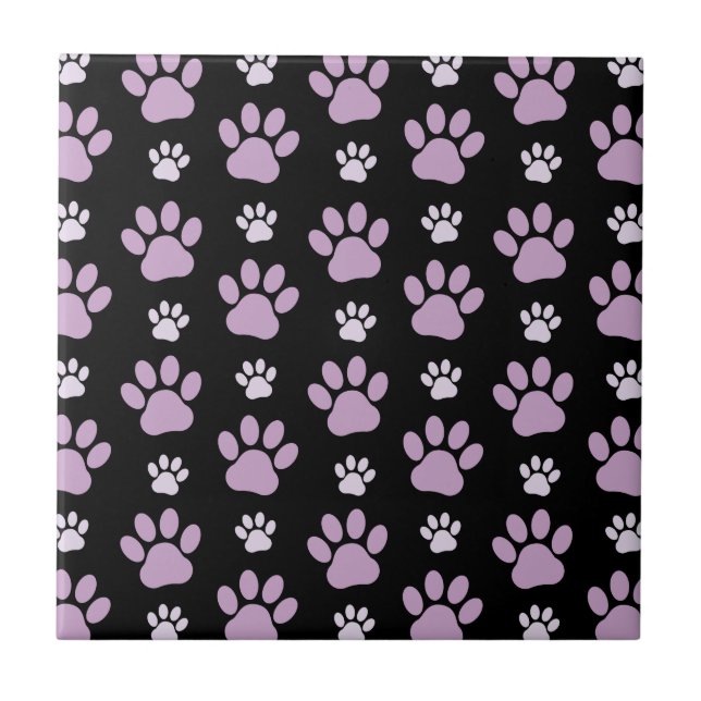 Pattern Of Paws, Lilac Paws, Dog Paws, Paw Prints Tile (Front)