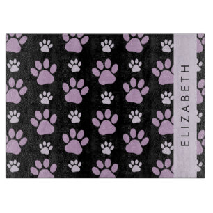 Pattern Of Paws, Lilac Paws, Dog Paws, Your Name Cutting Board