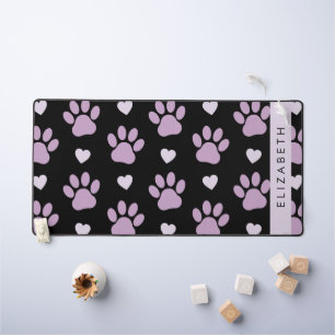 Pattern Of Paws, Lilac Paws, Hearts, Your Name Desk Mat
