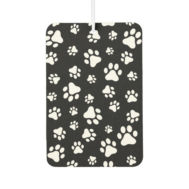 Pattern Of Paws, Paw Prints, Black and White Air Freshener (Front)