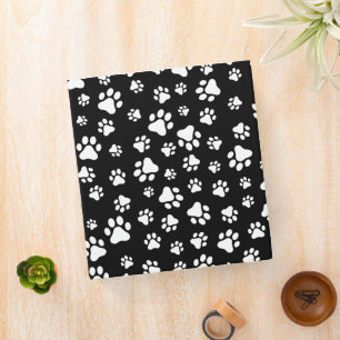 Pattern Of Paws, Paw Prints, Black and White Binder