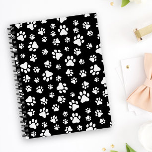Pattern Of Paws, Paw Prints, Black and White Planner