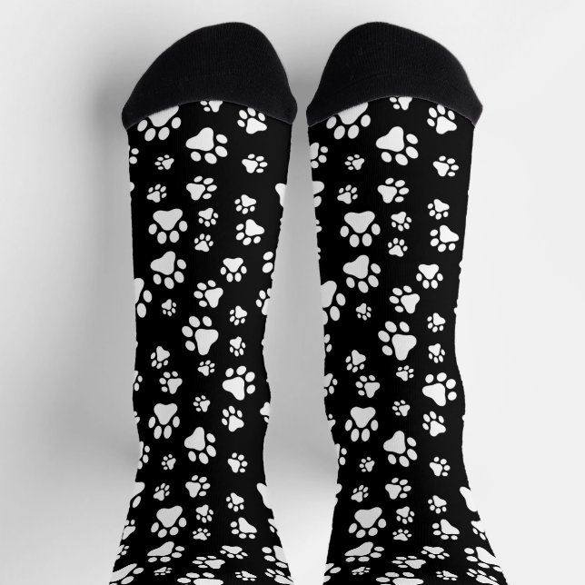 Pattern Of Paws, Paw Prints, Black and White Socks (Top)