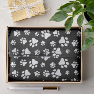 Pattern Of Paws, Paw Prints, Black and White Tissue Paper