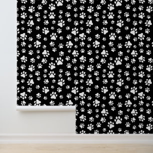 Pattern Of Paws, Paw Prints, Black and White Wallpaper