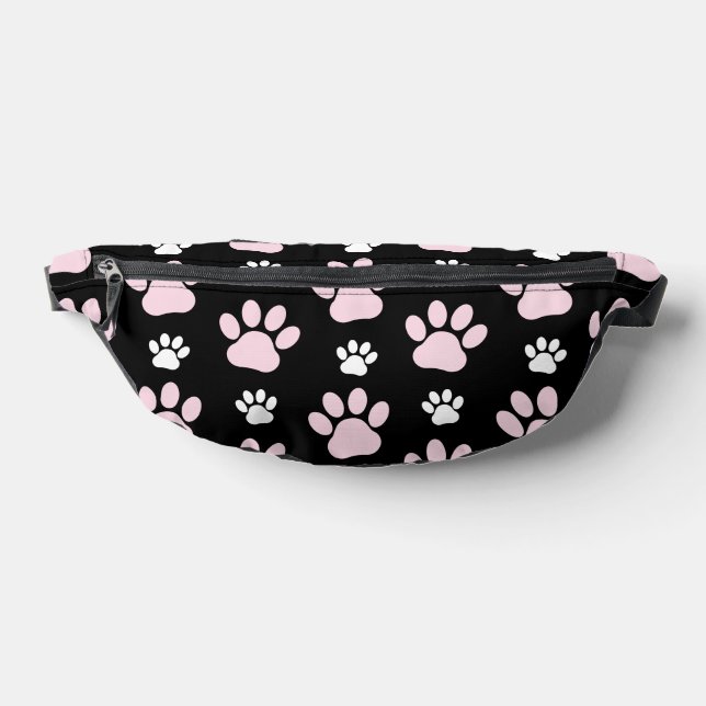 Pattern Of Paws, Pink Paws, Dog Paws, Animal Paws Fanny Pack (Lay Down)