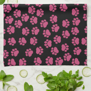 Pattern Of Paws, Pink Paws, Dog Paws, Animal Paws Kitchen Towel