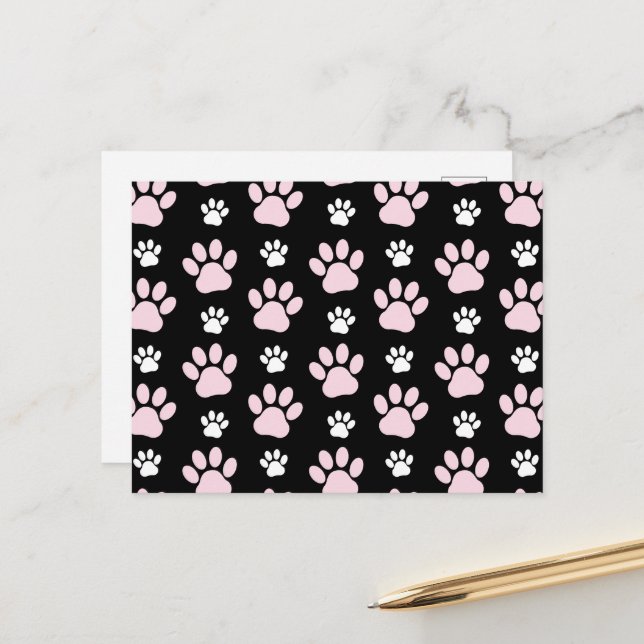 Pattern Of Paws, Pink Paws, Dog Paws, Animal Paws Postcard (Front/Back In Situ)