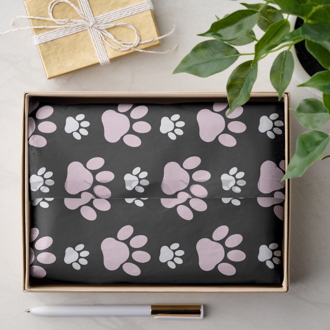 Pattern Of Paws, Pink Paws, Dog Paws, Animal Paws Tissue Paper (Gift)