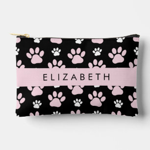 Pattern Of Paws, Pink Paws, Dog Paws, Your Name Accessory Pouch