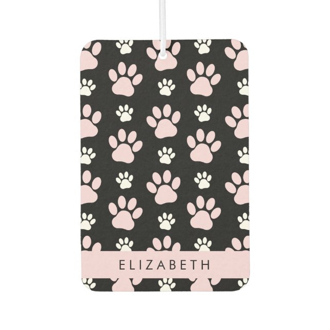 Pattern Of Paws, Pink Paws, Dog Paws, Your Name Air Freshener (Front)