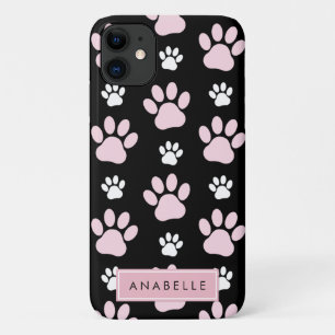 Pattern Of Paws, Pink Paws, Dog Paws, Your Name iPhone 11 Case