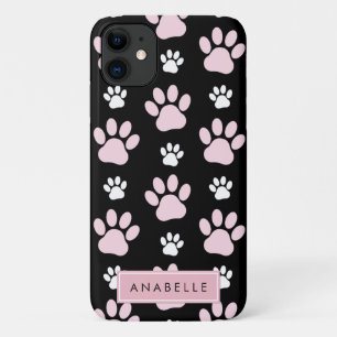 Pattern Of Paws, Pink Paws, Dog Paws, Your Name iPhone 11 Case