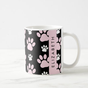 Pattern Of Paws, Pink Paws, Dog Paws, Your Name Coffee Mug