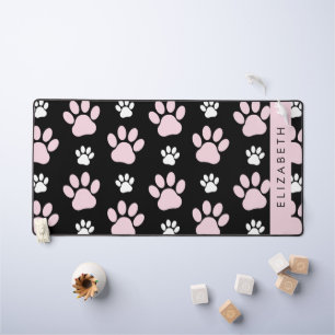 Pattern Of Paws, Pink Paws, Dog Paws, Your Name Desk Mat