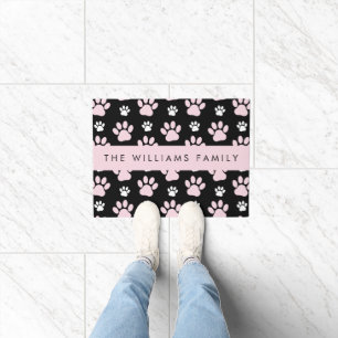 Pattern Of Paws, Pink Paws, Dog Paws, Your Name Doormat