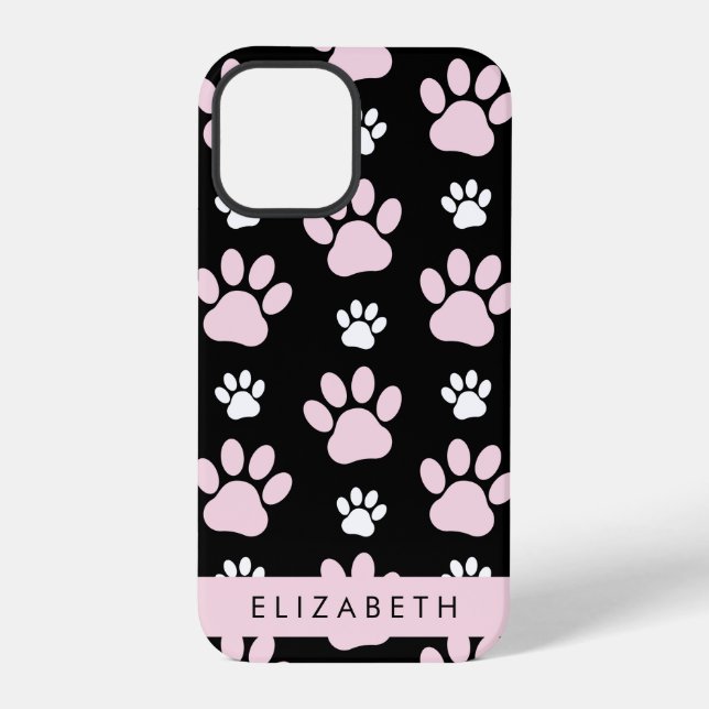 Pattern Of Paws, Pink Paws, Dog Paws, Your Name iPhone Case (Back)