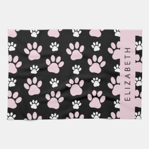 Pattern Of Paws, Pink Paws, Dog Paws, Your Name Kitchen Towel