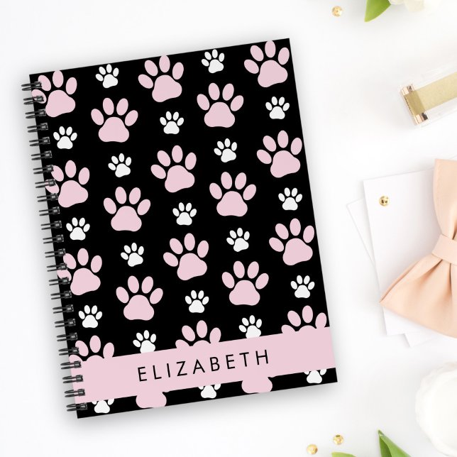 Pattern Of Paws, Pink Paws, Dog Paws, Your Name Notebook (Creator Uploaded)