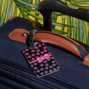 Pattern Of Paws, Pink Paws, Purple Paws, Dog Paws Luggage Tag