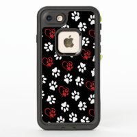 Pattern Of Paws, White Paws, Red Paws, Hearts