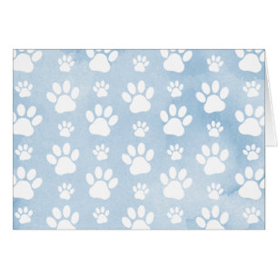 Pattern Of Paws, White Paws, Watercolors, Blue
