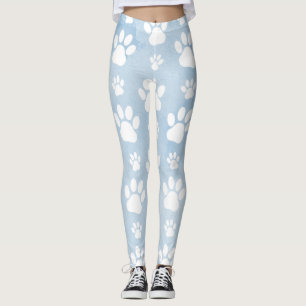 Pattern Of Paws, White Paws, Watercolors, Blue Leggings