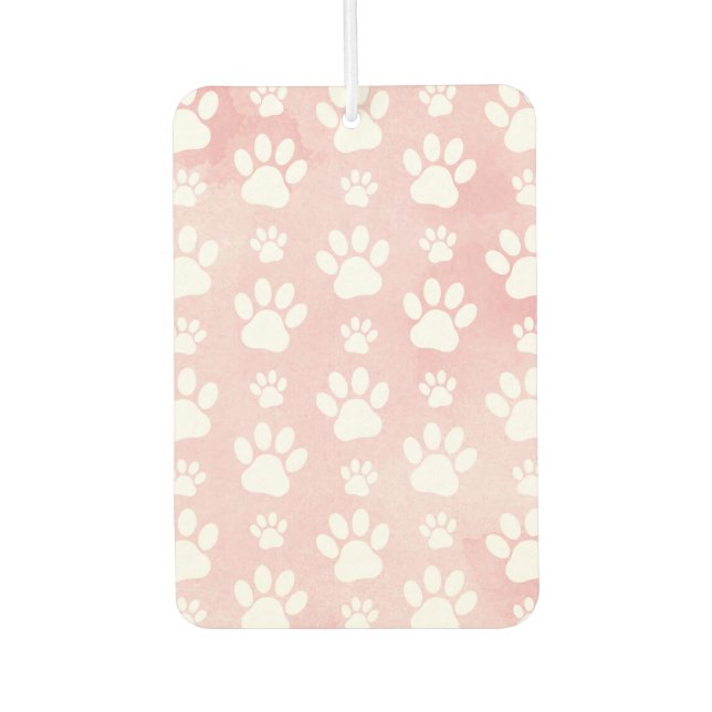 Pattern Of Paws, White Paws, Watercolors, Pink Air Freshener (Front)
