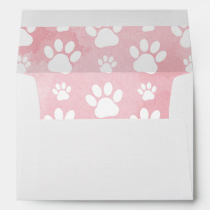 Pattern Of Paws, White Paws, Watercolors, Pink Envelope