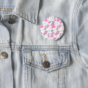 Pattern Of Pink Elephants, Cute Elephants, Stars 2 Inch Round Button