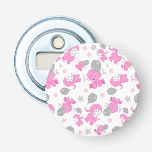 Pattern Of Pink Elephants, Cute Elephants, Stars Bottle Opener