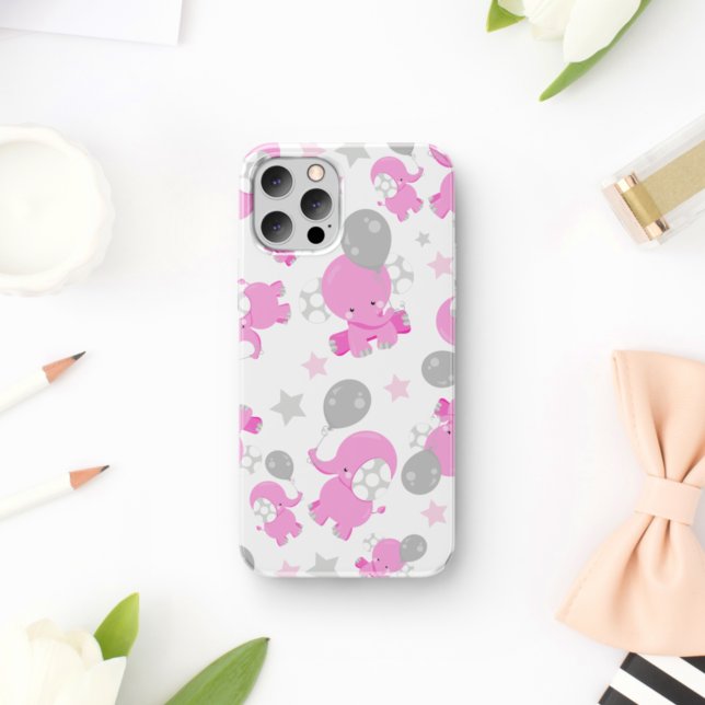 Pattern Of Pink Elephants, Cute Elephants, Stars Case-Mate iPhone Case (Creator Uploaded)