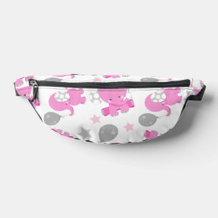 Pattern Of Pink Elephants, Cute Elephants, Stars Fanny Pack